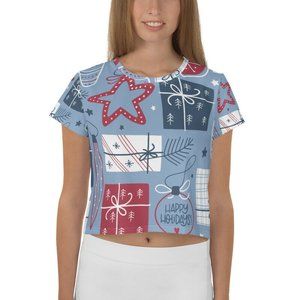 Christmas Holiday Snowman Tree Red Green Blue Crop